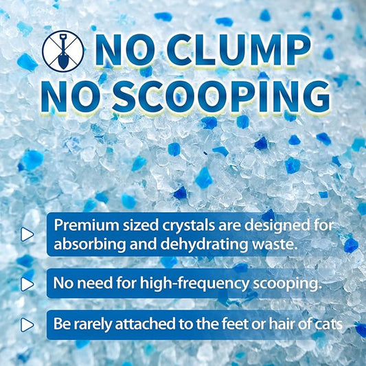 Made4Pets Cat Litter Crystals, Non Clumping Cat Litter Odor Control Kitty Litter Non Clumping No scooping Low Dust, Low Tracking, Lightweight, Dehydrates Waste,– 17.2 lbs (4 x 4.3 lb Packs)