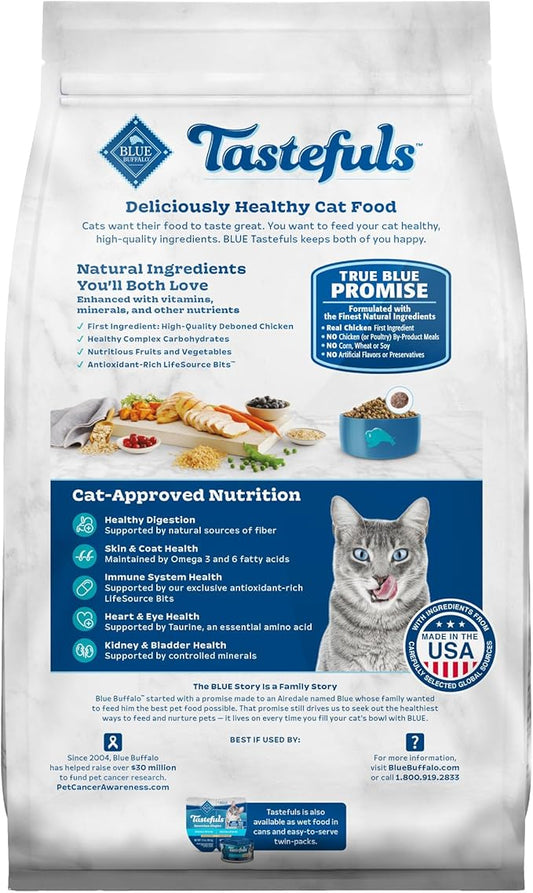 Blue Buffalo Blue Tastefuls Natural Adult Indoor Cat Chicken & Brown Rice Recipe Food for Cats 10 lb