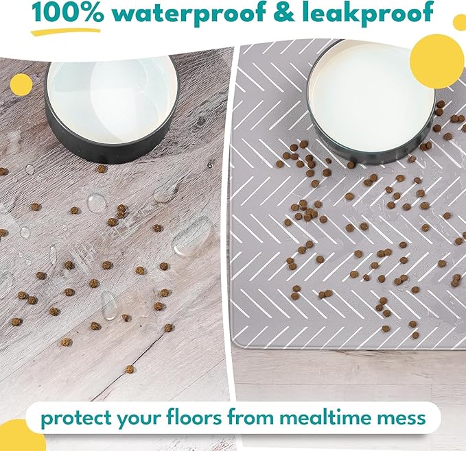NALALAS Dog Mat for Food and Water, Cat Feeding Mat | Waterproof Dog Bowl Mat | Non-Slip Pet Food Mat for Floors | Pet Mats for Food and Water | Easy to Clean