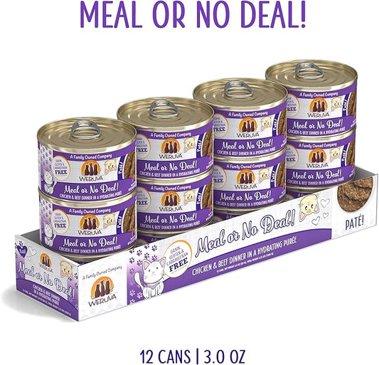 Weruva Classic Cat Paté, Meal or No Deal! with Chicken & Beef, 3oz Can (Pack of 12)
