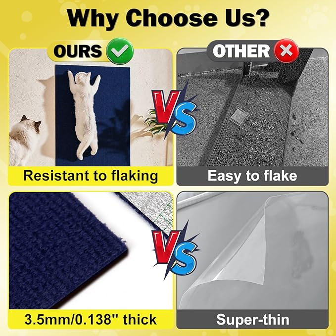 196.8x15.8 Cat Wall Scratcher Mat with Nano Tape,Anti Cats Scratch Furniture Couch Carpet Corner Protector for Indoor,Trimmable Cat Scratching Pad Board Sofa Replacement