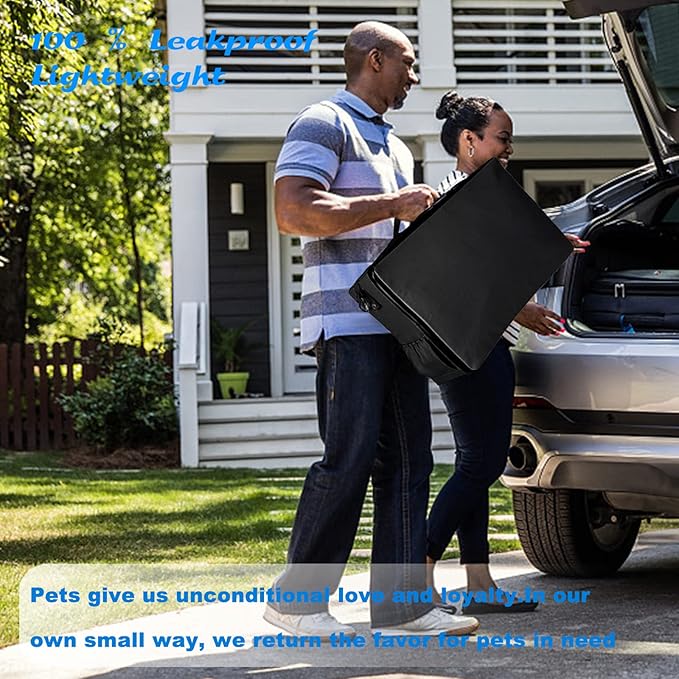 Portable Travel Cat Litter Box for Cats with Lid,Leak-Proof Waterproof Foldable Kitty Litter Box, for Cat Travel Essentials, Hotel, Airplane and Other Outdoor Use(Black)