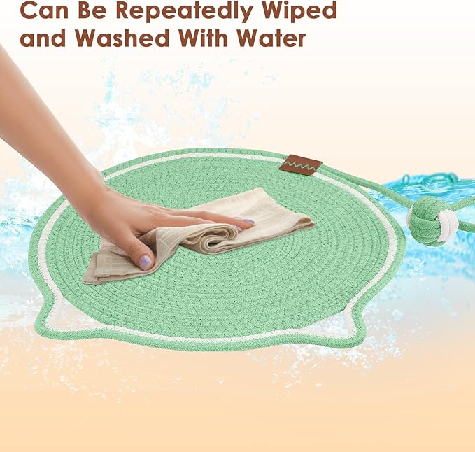 Cat Scratcher Mat, Natural Cotton Rope Cat Scratch Pad, 15.7'' Round Horizontal Floor Cat Scratching Pads for Indoor Cats, Cat Furniture Protector for Wall, Couch, Carpets, Sofas