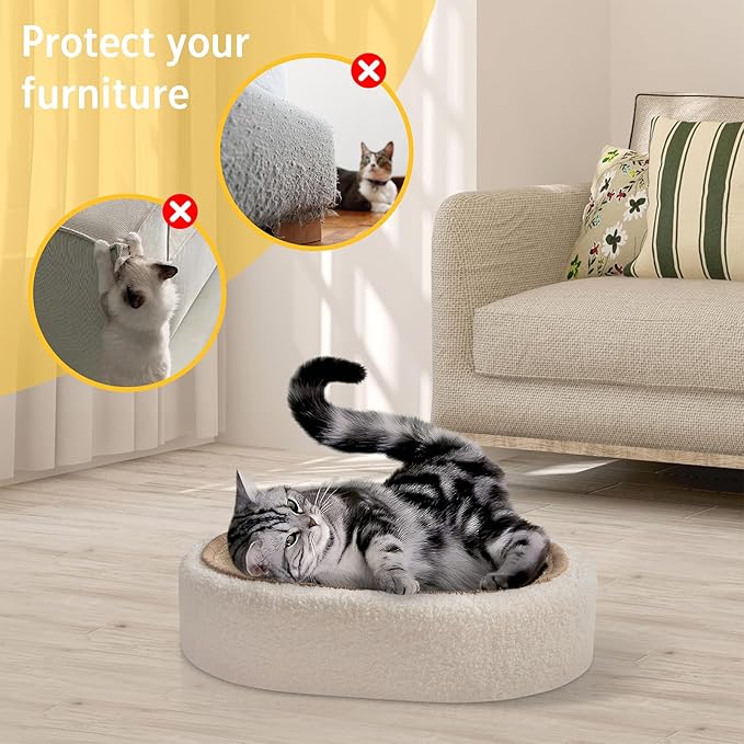 Cat Scratcher Bed 2 in 1, Sisal Cat Scratching Pads Beds for Kitten, with Anti-Slip, Protect Furniture Sofa, No Debris No Mess(16.5×12.5×4in)