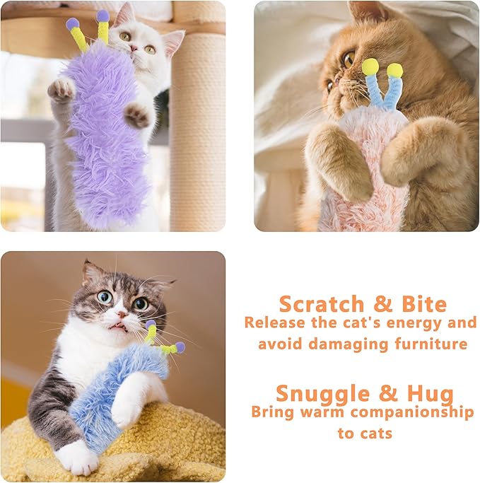 3 Pack Catnip Toys,Soft and Durable Cat Pillows Toys, Rich Color Cat Toys with Antennae, Indoor Interactive Cat Kicker Toys, Companion Toys for Cats (Antenna Purple Set)