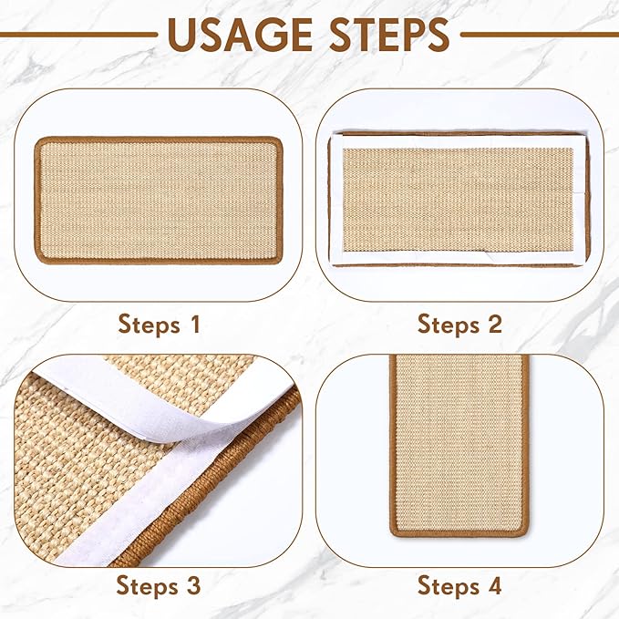 Mixweer 3 Pcs Wall Cat Scratcher Mat 19.7 x 9.8 Wall Mounted Scratching Pad for Indoor Cats Couch Carpet Furniture Protector, with Hook Loop Strips