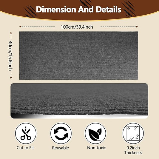 Cat Scratch Furniture Protector, 39.4"x15.8" Self Adhesive Cat Scratch Mat Pad,Cut to Fit DIY Replacement Carpet for Tree,Wall,Bed,Door, Couch Protector (Dark Grey)