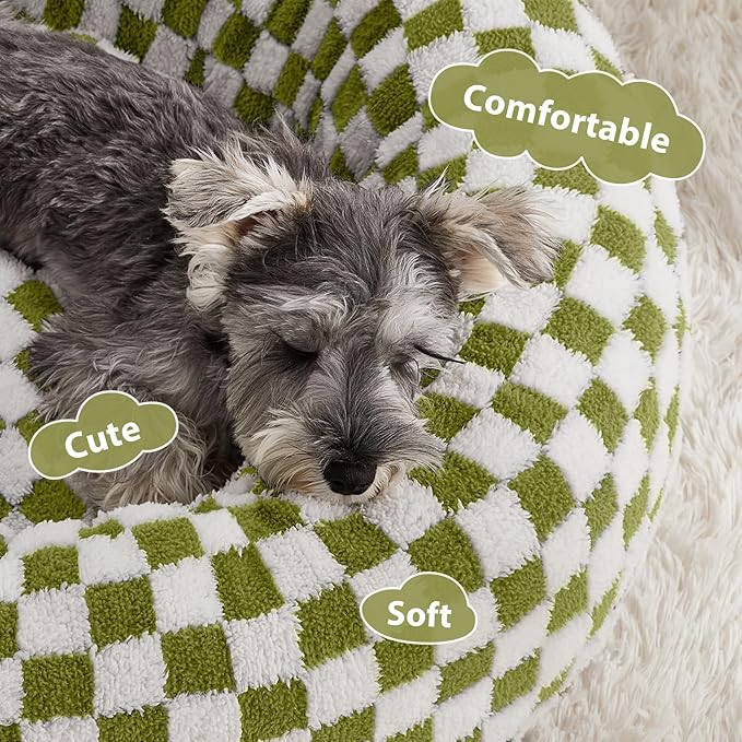 BFPETHOME Donut Dog Beds for Small Dogs, Cute Small Dog Bed for Puppy and Kitten, Round Calming Pet Bed with Non-Slip Bottom, Machine Washable,24inch, Green