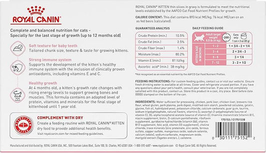 Royal Canin Feline Health Nutrition Kitten Thin Slices in Gravy Canned Cat Food, 3 oz can (18-count)