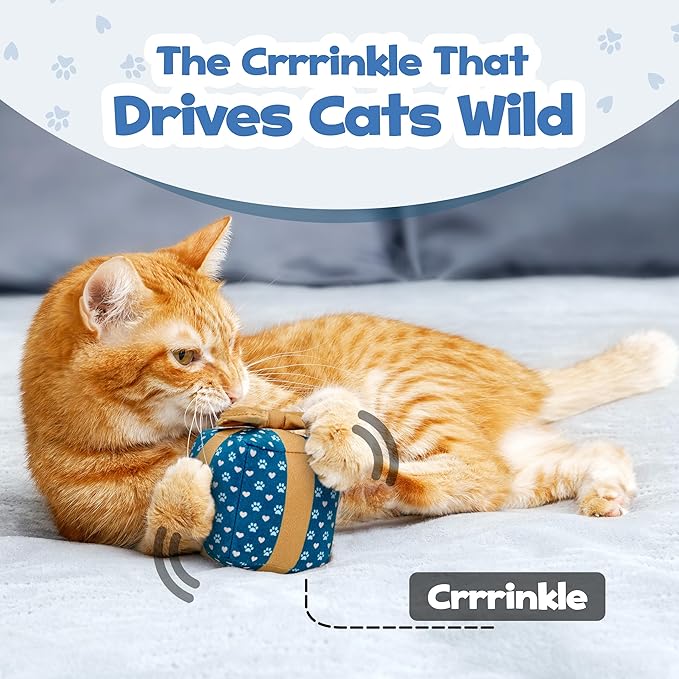 Gift Box Cat Toy – Birthday Toys with Catnip, Plush Crinkle Present for Indoor Play, for Cats