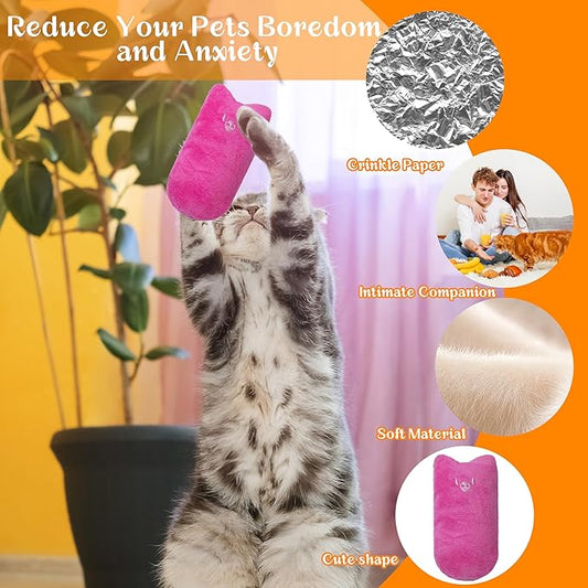 Cat Toys for Indoor Cats, 5Ps Cats Fetch Toys, Fluffy Toys for Playing, Interactive Kitten Toys, Kitty Chew Teething Toys, Cat Chew Toy for Kittens (Multi Color, 5 Pack)