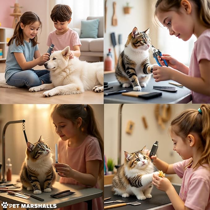 3-in-1 Cat & Dog Nail Grinder with Clipper & File, Quiet LED Trimmer, 3-Speed Pet Grooming Tool, Rechargeable 2000mAh Battery