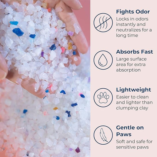 Gatitos Cat Litter Crystals Non Clumping Unscented Silica Gel Cat Litter Lightweight Ultra Absorbment Superior Odor Control Dust Free Low Tracking for Less Mess 4.6LB/Pack*2