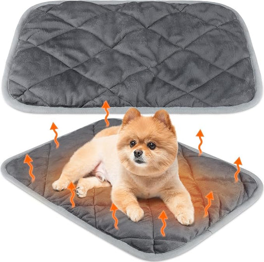 2 Pack Self Heating Cat Mat Self Warming Pet Pads Washable Kennel Mat Dog Crate Pad Reflects Body Heat Non Skid Cat Thermal Pads for Puppy Indoor Outdoor(Gray,19 x 28 Inches)
