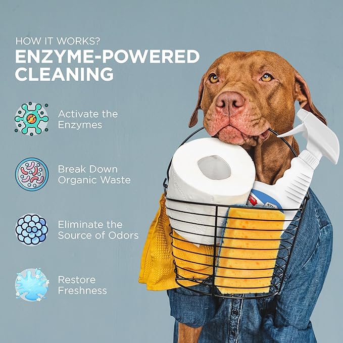Professional Strength Pet Odor Eliminator | Urine Odor Remover | Pet Urine Enzyme Cleaner | Pet Stain and Odor Remover | Enzymatic Cleaner for Dog Urine and Cat Urine