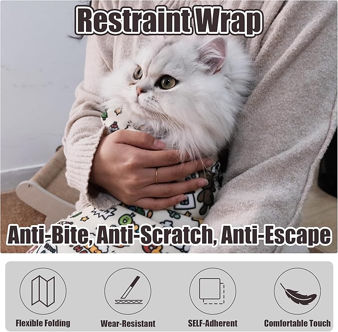 35.5" Cat Grooming Wrap Cat Wrap for Cutting Nails Cat Restraint for Nail Clipping Cat Swaddle Wrap Cat Burrito Wrap XL(Within 22lbs) Anti-Scratch Anti-Escape Multifunctional Pet Tool