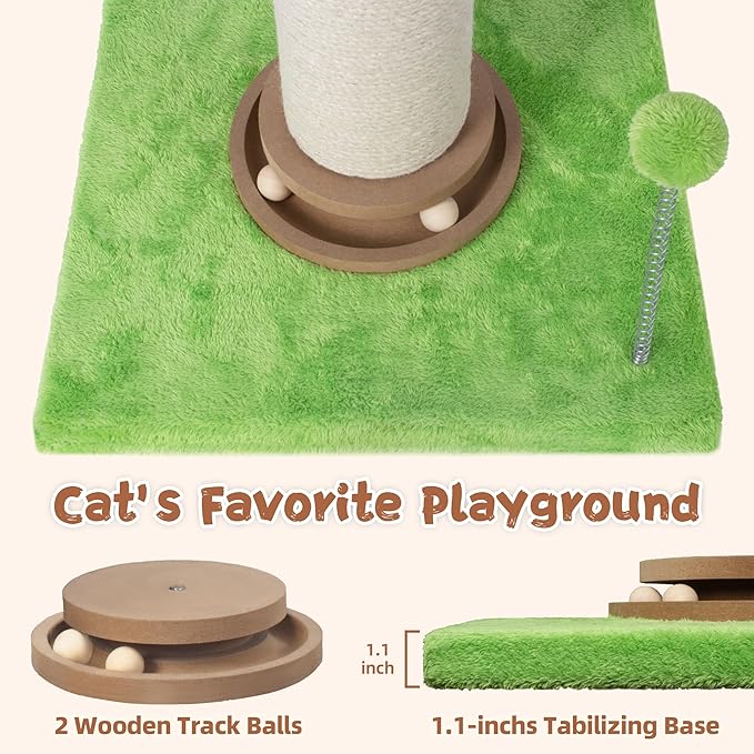 Fantasreen Cat Scratching Post Cat Scratcher Tall Scratching Posts for Indoor Cats with Cat Toy and Interactive Ball Self Groomer for Kittens Adults Cats (White)