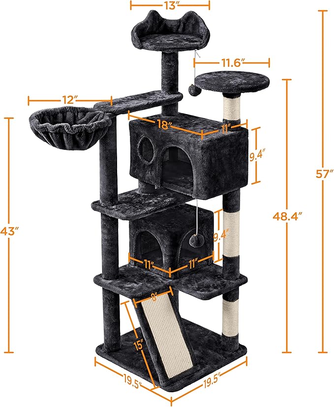 Topeakmart Multi-Level Cat Tree for Indoor Cats Cat Tree Tower for Large Cats with Sisal-Covered Scratching Posts, Condo, Stable Cat Tower, Cat Furniture Play Center for Indoor Cats Activity