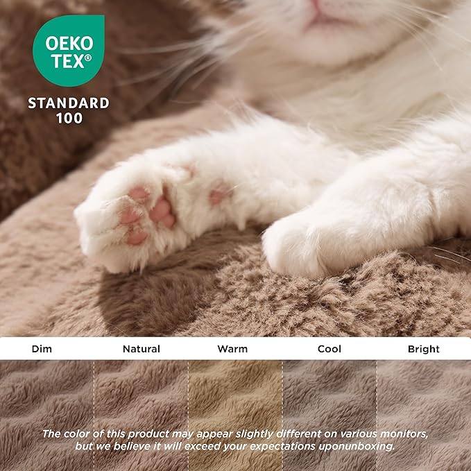 LE SURE Cute Cat Couch for Pets - Fluffy Original Bear Design Cat Beds for Indoor Cats, Fuzzy Cats Sofa with Removable Washable Cover, Supportive Pet Chair, 24inch, Brown