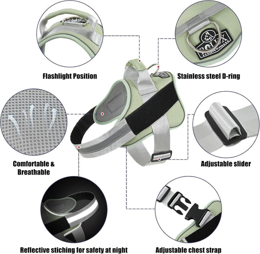 Bolux Dog Harness, No-Pull Reflective Dog Vest, Breathable Adjustable Pet Harness with Handle for Outdoor Walking - No More Pulling, Tugging or Choking