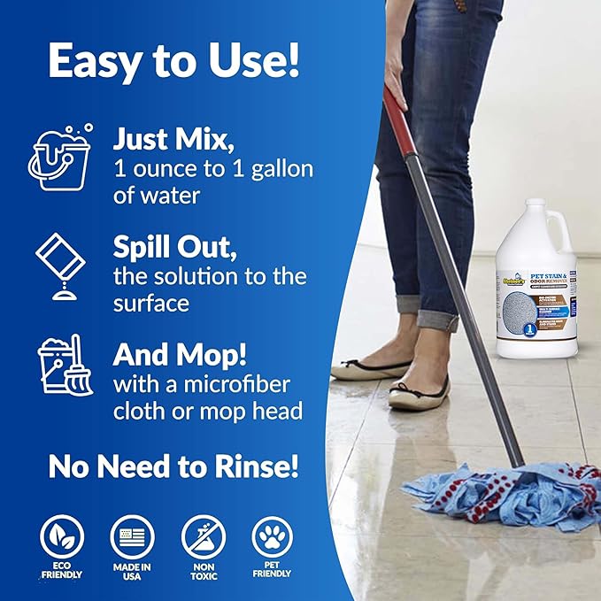 Sheiner's Pet Stain Remover & Pet Odor Eliminator, Advanced Cleaning Bio-Enzyme Cleaner Solution for Carpets, Rugs, Upholstery & Multi-Surfaces, Safe for Pets & Kids. (128 oz)