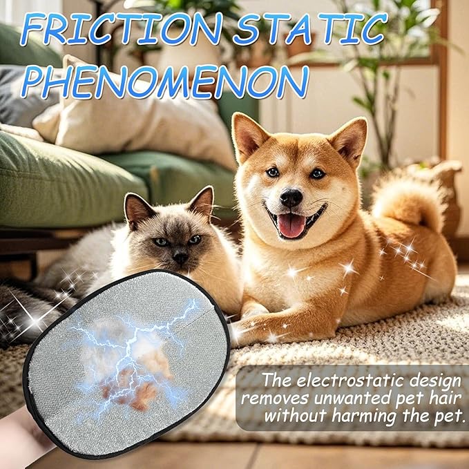 Pet Hair Removal Gloves, and Efficient Pet Hand Hair Removal Gloves, Reusable Pet Hair Removal Gloves. Suitable for Long-Haired and Short-Haired Dogs, Cats and Horses