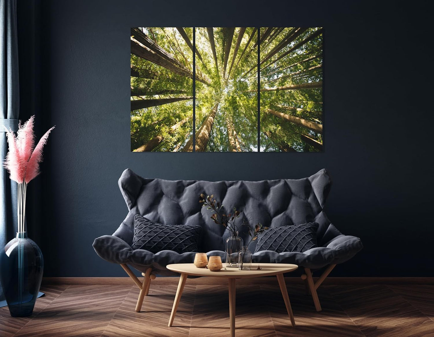 Nature Wall Art Prints - Ocean Forest Mountain Lake Canvas Landscapes - Small to Extra Large Living Room Bedroom Kitchen Bathroom Décor (Serenity in the Forest, 55L" x 83W"- 3 Panels)