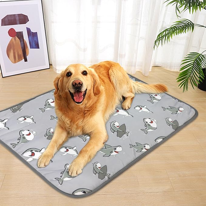 NACOCO Summer Pet Cooling Mat - Cat Dog Cushion Pad Sleeping Cool Sharks Comfortable Soft for Pets Kids and Adults (Grey Shark, L)
