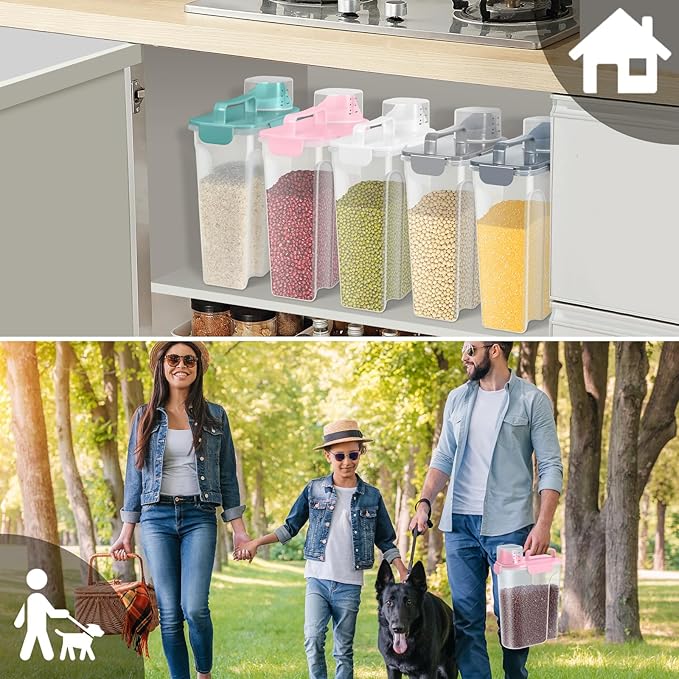 Rice Storage Container 10 Lbs, Pet Cat Dog Food Storage Container with Larger Spout and Cup, Airtight Cereal Containers Storage Food Cereal Dispenser, Kitchen and Pantry Organization Bin-Pink