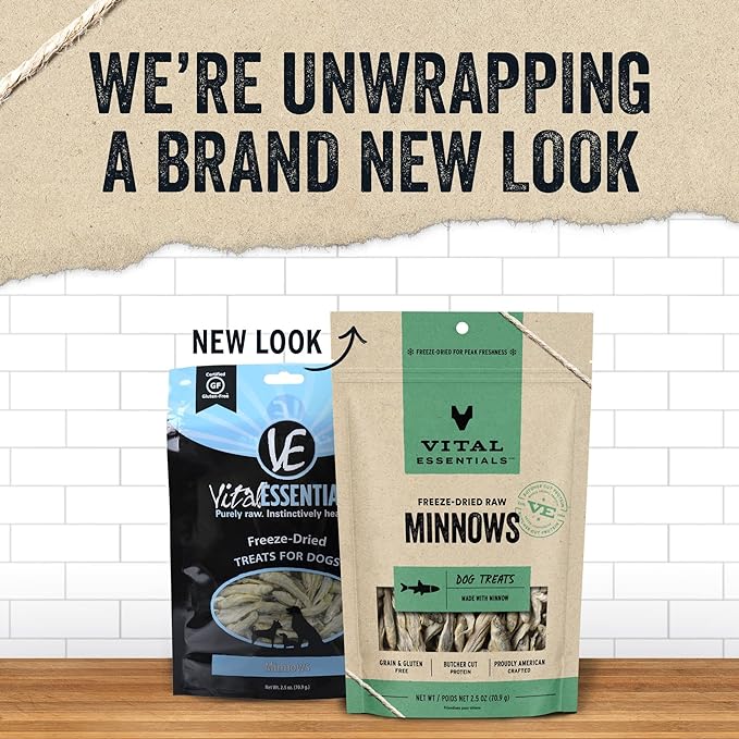 Vital Essentials Minnows Dog Treats, 2.5 oz | Freeze-Dried Raw | Single Ingredient | Premium Quality High Protein Training Treats | Grain Free, Gluten Free, Filler Free