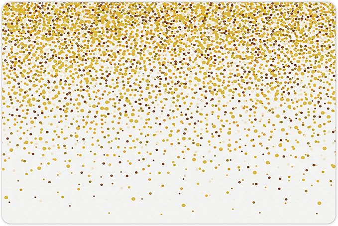 Lunarable Abstract Pet Mat for Food and Water, Party Inspired Cheerful Circles and Rounds Falling Down Effect Print, Non-Slip Rubber Mat for Dogs and Cats, 18" X 12", Orange Yellow