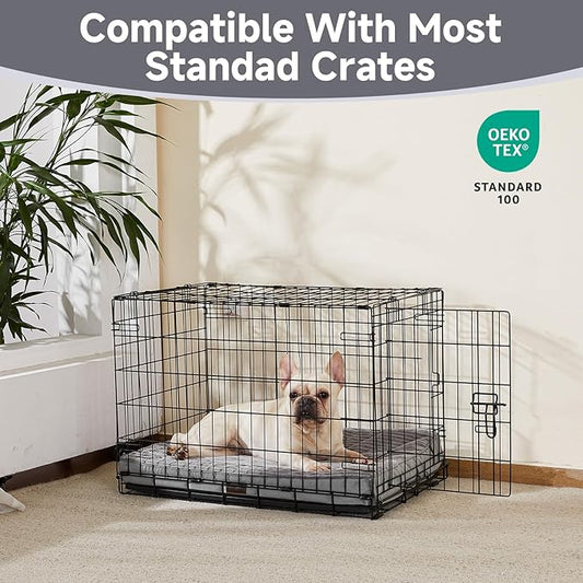 OhGeni Orthopedic Waterproof & Machine Washable Dog Bed for Small Medium Pets, Suitable for Crates, Cat Mat with 25D Egg Crate Foam, Removable Cover & Invisible Zipper, 30 Inches(Gray)