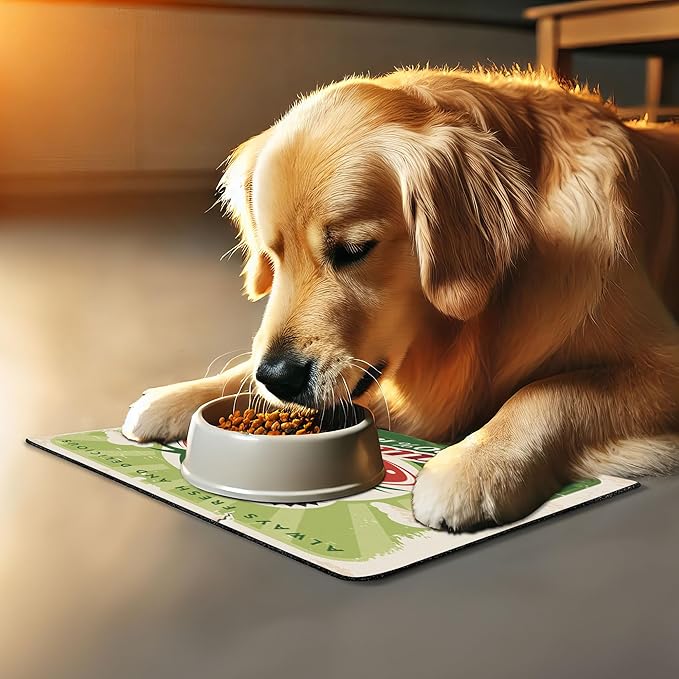 Lunarable Strawberry Pet Mat for Food and Water, Farmers Market Poster Design with Grunge Worn Out Effect, Non-Slip Rubber Mat for Dogs and Cats, 18" X 12", Red Green