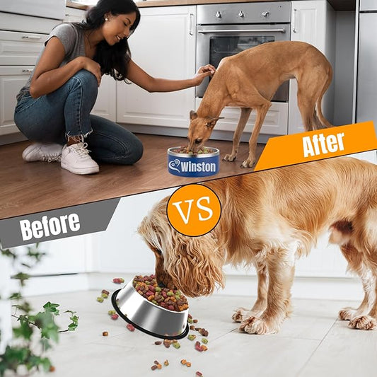 Custom Personalized Dog & Cat Bowls - Stainless Steel Non-Slip Water & Food Dishes - Easy to Clean, Dishwasher Safe - Small, Medium, Large Sizes (Blue)