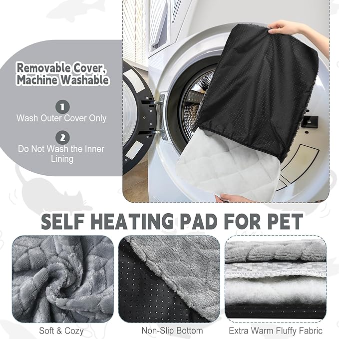 4 Pack Self Heating Cat Pad 16 x 20 Inch Self Warming Cat Bed Non Slip Warm Dog Pad Mat Washable Pet Kennel Crate Bed Mat for Indoor Outdoor Pets(Gray,16 x 20 Inch)