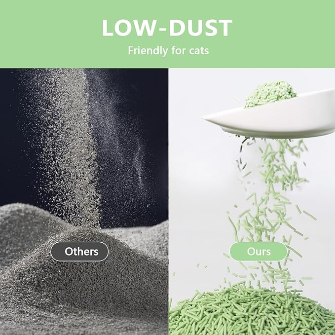 Tofu Cat Litter - Strong Clumping, Ultra Absorbent, Odor Control, Flushable, Low Tracking, Low Dust Tofu Litter Pellets 2 Packs/12LB (Green Tea)