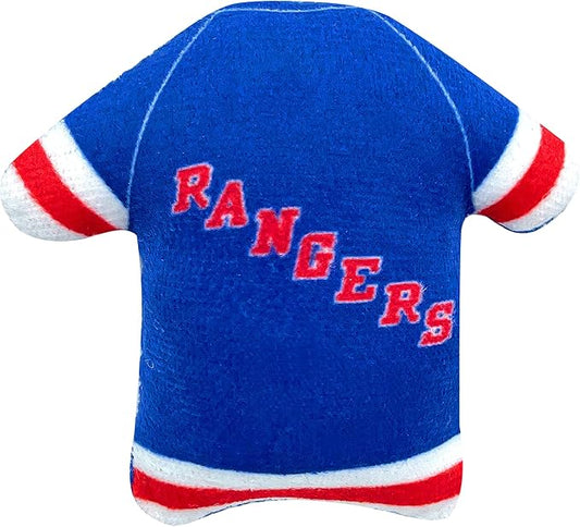 Best Plush CAT Toy: NHL New York Rangers Complete Set of 3 Piece Cat Toys Filled with Fresh Catnip. Incl: 1 Jersey Cat Toy, 1 Hockey Puck Cat Toy with Feathers & 1#1 Fan Cat Toy. All with Team Logos