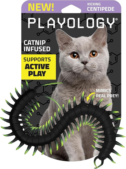 Playology Centipede Toy for Cats | Lifelike Wiggling Creature Rubber Body with All-Natural Scent | Catnip Infused Toy for Endless Fun