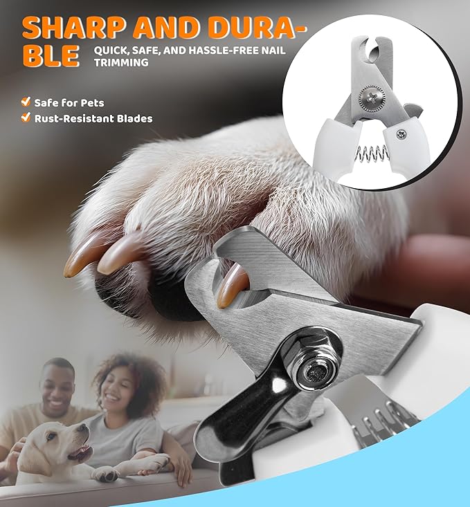 Pet Nail Clippers and Trimmers for Dogs and Cats, Professional Grooming Tool with Safety Guard, Sharp Blades, Free Nail File, Avoid Overcutting, Suitable for Small and Large Pets (Blue)