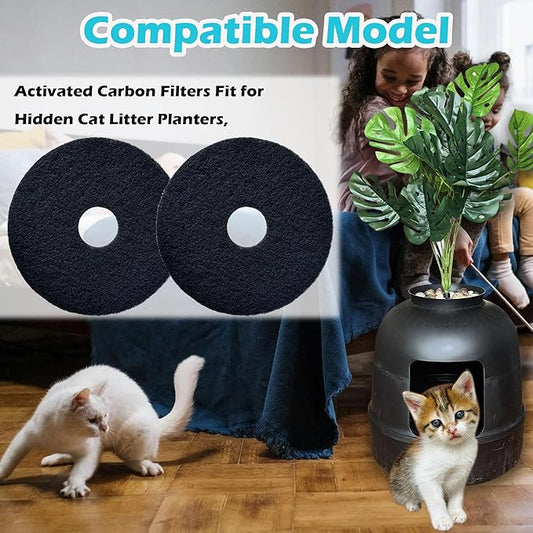 Cat Litter Box Replacement Filters for Lifewit Litter Box Cat, Activated Charcoal Filters Replacement to Absorb Odors and Litter Box Deodorizer for Hidden Enclosure Litter (6 Pack)