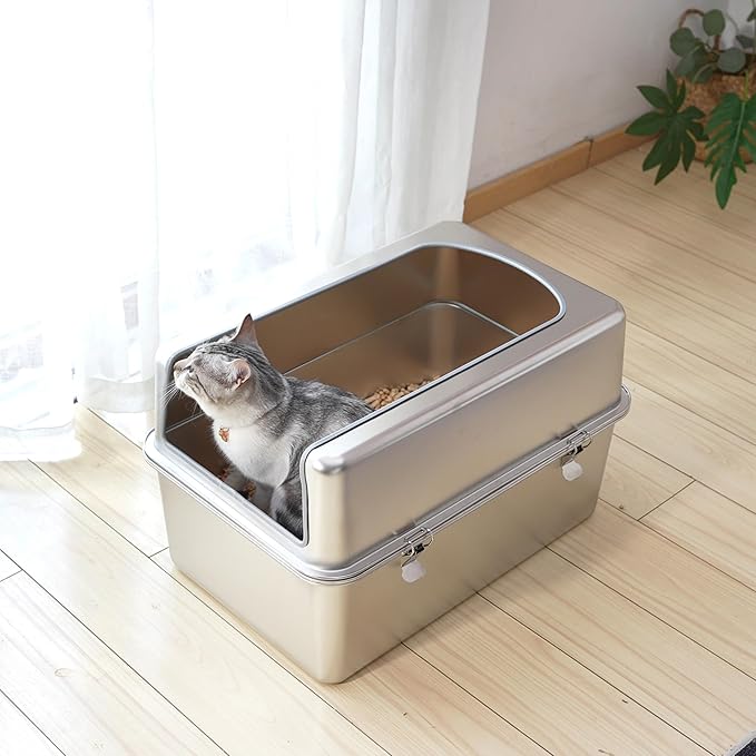 8" Sifting Cat Litter Box with Lid for Pine Pellets