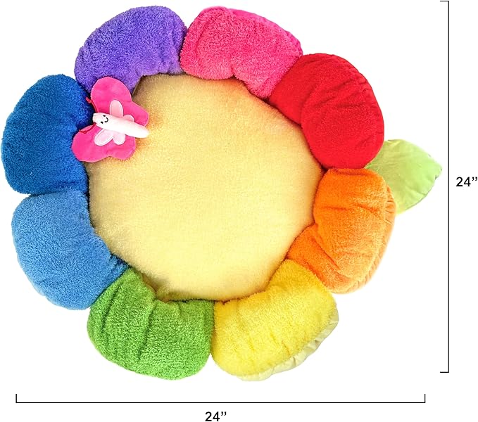 TONBO Soft Plush Small Cute and Cozy Nature Dog Cat Bed, Washer and Dryer Friendly (Rainbow Flower)