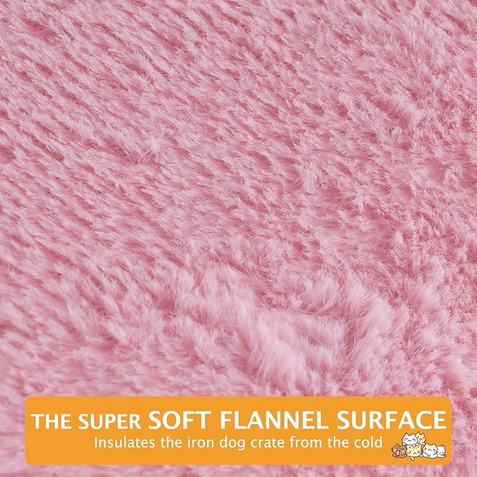 Reversible Dog Bed Mat with Plush and Corn Velvet,Soft Warm Pet Cushion, Dual Purpose Washable Sleeping Mattress Bed for Small Medium Large Dog and Cat XB004 (42"x28", Pink)