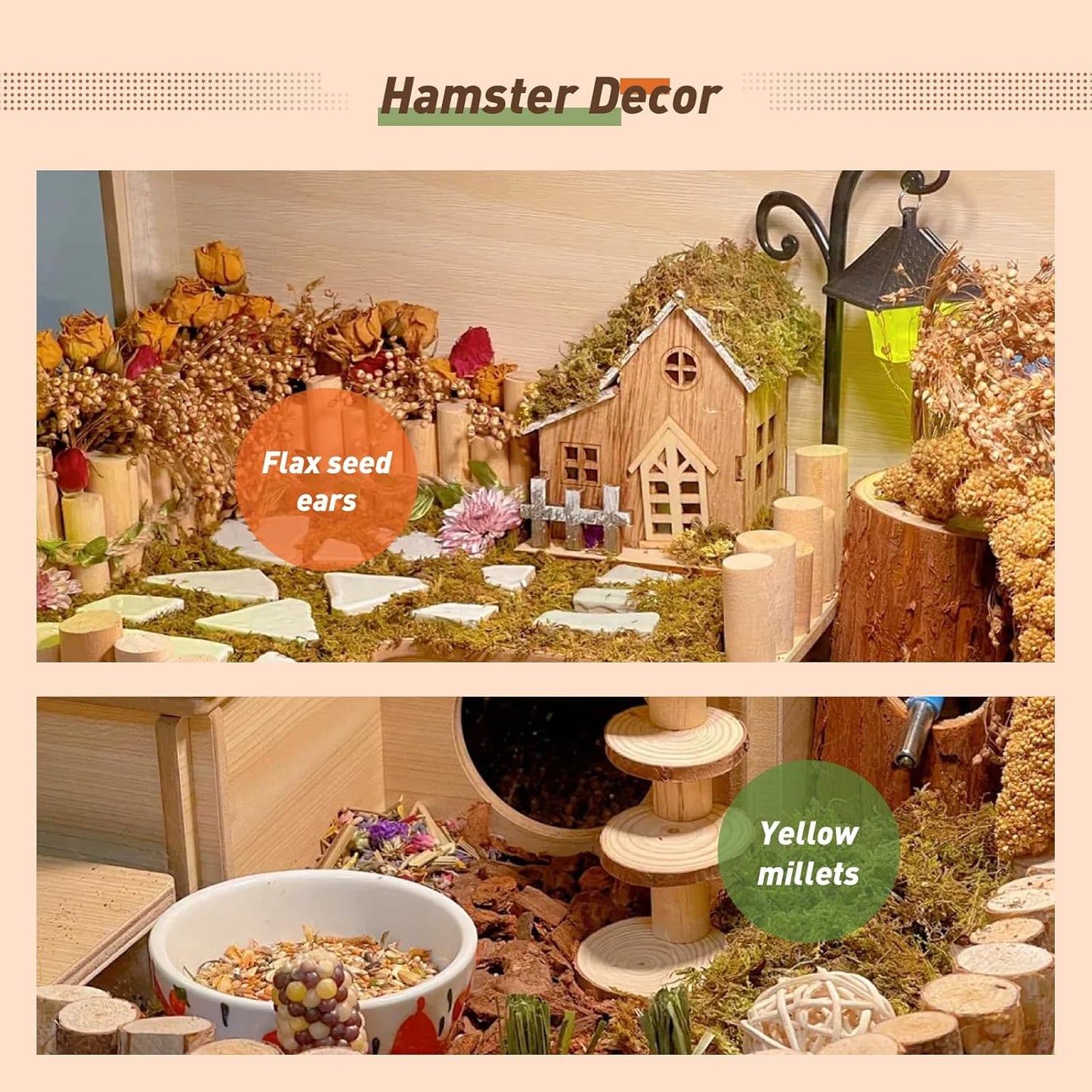 ZIPPYPET Hamster Sprays and Forage Accessories for Cages, Pet Mouse Decor Textures (5)