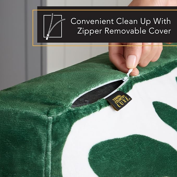 TOWN & COUNTRY LUXE CuddleTown Matisse Everwash® Pillow Pet Bed, Water Repellent Floor Pillow, Machine Washable Cover, Soft & Calming, Green, Medium 36"x28"x4"