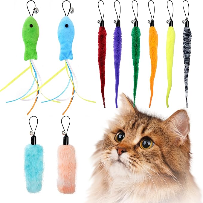 AAA AMUSANG Interactive Cat Toys - Cat Ball Toy Accessory with Fish Toys and Worm Toys, Automatic Kitten Toy Refills for Cats to Chase and Motion Activated