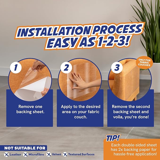 Panther Armor 15-Pack Anti Cat Scratch Deterrent, Couch Protector from Cat Claws, Anti Scratch Training Tapes, Furniture Protector, No Pins for Sofa