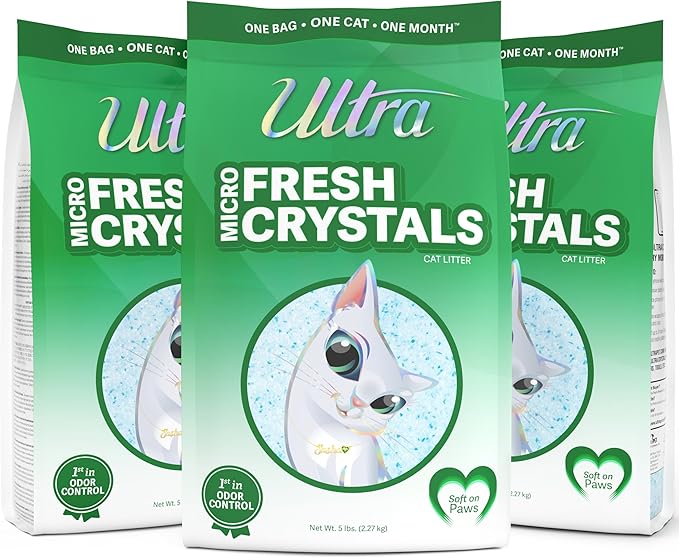 Ultra Fresh Scented Micro Crystals Premium Cat Litter - 99.9% Dust Free, Soft on Paws - 15 Lbs. Total (3pk of 5 Lbs.)