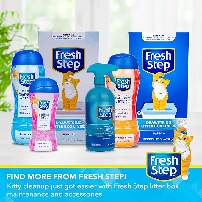 Fresh Step Cat Litter Crystals in Sweet Blossom Scent - Cat Litter Box Deodorizer - Combats Odors and Neutralizes Smells to Keep Your Home Clean, 30 Ounce