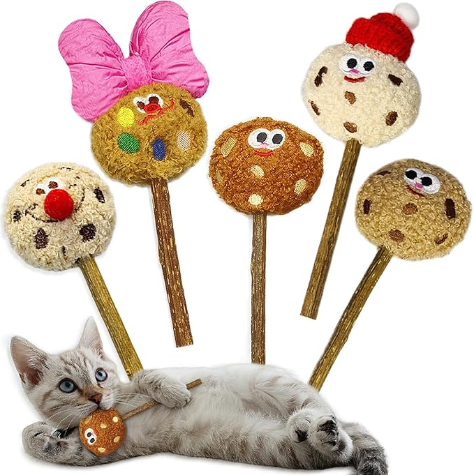 Silvervine Sticks for Cats, Lollipops Catnip Toys & Cat Chew Toy for Teeth Cleaning, Cat Toys for Indoor Cats (5-Pcs)